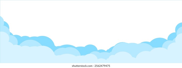 Boundary with clouds. Shapes of white clouds. Simple cartoon design. Vector illustration for web design.