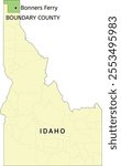 Boundary County and city of Bonners Ferry location on Idaho state map