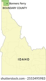 Boundary County and city of Bonners Ferry location on Idaho state map