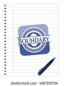 Boundary drawn with pen strokes. Blue ink. Vector Illustration. Detailed.