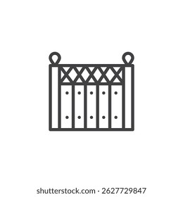 Limite, ícone de linha de cerca. sinal de estilo linear para conceito móvel e web design. Ícone de vetor de contorno de cerca de jardim. Símbolo, ilustração de logotipo. Gráficos vetoriais