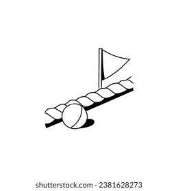 Boundary Line in Cricket Hand-drawn Icon Illustration