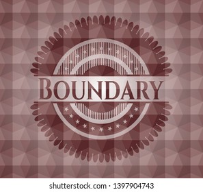 Boundary red emblem or badge with geometric pattern background. Seamless.