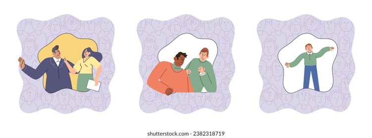 Boundary vector illustration. Exploring concept boundaries deepens our understanding human psychology and relationships Balancing personal space and interaction is essential for nurturing healthy