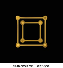 Casilla de enlace icono metálico chapado en oro o vector de logotipo