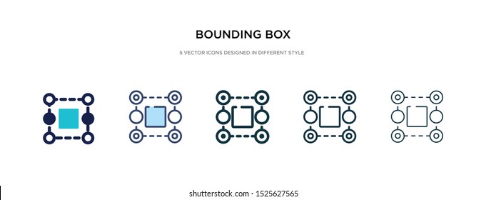 bounding box icon in different style vector illustration. two colored and black bounding box vector icons designed in filled, outline, line and stroke style can be used for web, mobile, ui