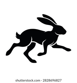 Bounding rabbit silhouette vector illustration with bounding silhouette wildlife isolated minimalist