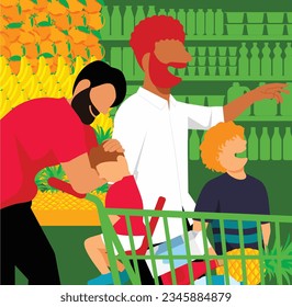 Boundless Pride: Nurturing Love, Parenthood, and Father's Day in LGBTQ+ Families - Family Grocery Adventure: Gay Dads Shopping with Kids at the Supermarket





