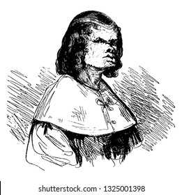Bounsio, Japanese that favored kami's familiar spirits of Japan, vintage engraved line art illustration. Infernal Dictionary 1863.