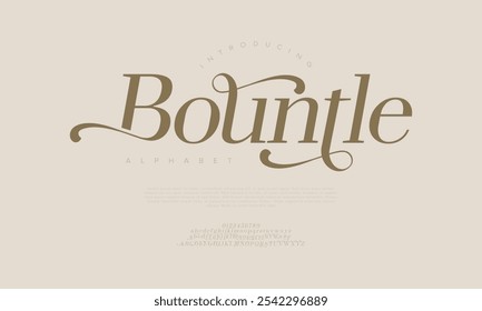 Bountle tipografia beleza moda elegante minimalista serif italic fontes decorativo casamento vintage retro logos. Logotipo de fonte de luxo mínimo alfabeto. Ilustração vetorial