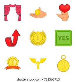 Bounty icons set. Cartoon set of 9 bounty vector icons for web isolated on white background