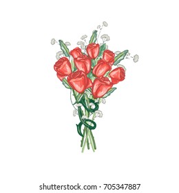 Bouquet of 9 red roses in vector