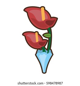 bouquet anthurium flower ornament image vector illustration eps 10