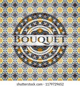 Bouquet arabic emblem. Arabesque decoration.