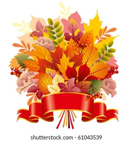 bouquet of autumn leaves, vector editable illustration