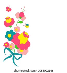 bouquet, beautiful pink flowers , on a white