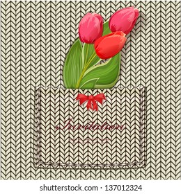 Bouquet of beautiful tulips on retro texture