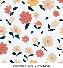 A Bouquet of Beauty: Seamless Pattern of Watercolor Flowers and Leaves