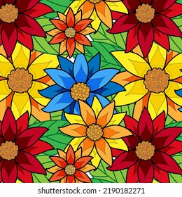 Bouquet Blossom Flowers And Leave Hand Draw Flower Painted For Adult Coloring Book.