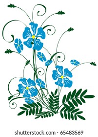 A bouquet of blue flowers.