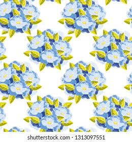 Bouquet of blue flowers. Flower pattern