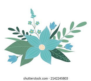 Bouquet Blue Flowers Vector Illustration Stock Vector (Royalty Free ...