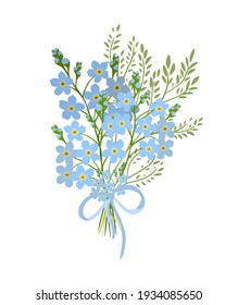 A bouquet of blue forget-me-nots. Vector illustration