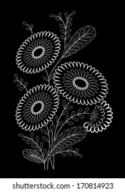 The bouquet of camomiles. Vector.