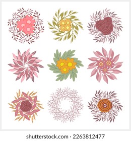 Bouquet clipart Leaf with flower icon isolated. Eco Cartoon branch nature. Vector stock illustration. EPS 10