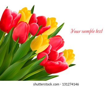 Bouquet of colorful flowers on a white background. Vector illustration.