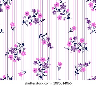 Bouquet colorful flowers with vertical lines background for textile pattern,fashion print