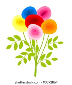 Bouquet of colorful roses. Vector