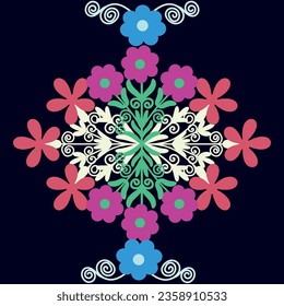 Bouquet create by inspiring of the  Suzani carpet-traditional home interior element in Uzbekistan. Traditional art and culture in Central Asia.