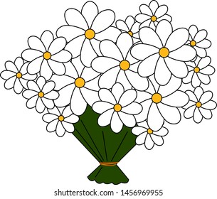 Bouquet of daisies, illustration, vector on white background.