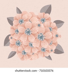 bouquet of delicate flowers for greeting card or wedding invitation