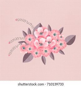 bouquet of delicate flowers for greeting card or wedding invitation