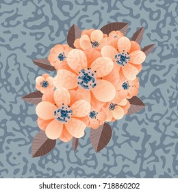 bouquet of delicate flowers for greeting card or wedding invitation