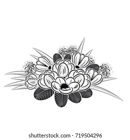 bouquet of delicate flowers for greeting card or wedding invitation