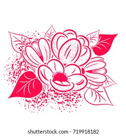 bouquet of delicate flowers for greeting card or wedding invitation