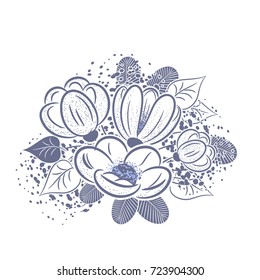bouquet of delicate flowers for greeting card or wedding invitation