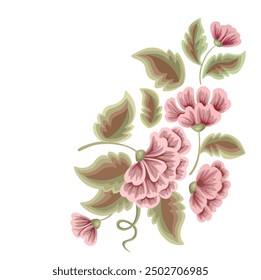 bouquet of delicate pink flowers vector for embroidery