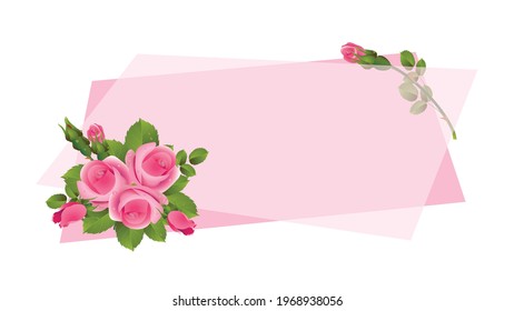 Ein Strauß feiner Rosen auf rosafarbenem Hintergrund. Schöne Grußkartendesign Geburtstag, Hochzeit, Jubiläum, Einladung, Gruß und andere mit Platz für Text.
