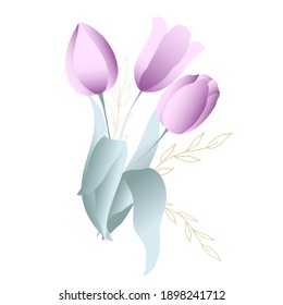 A bouquet of delicate tulips. Vector illustration.