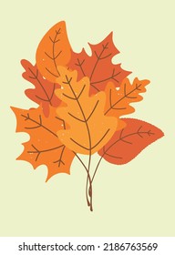 Bouquet of fallen autumn leaves. Leaves of oak and maple. Seasonal vector illustration.