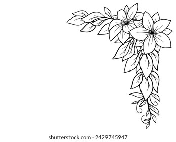 Bouquet Flower Corner Outline Illustration