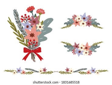 Bouquet, flower frame, vector illustration