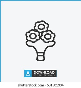 bouquet flower icon. simple outline bouquet flower vector icon. on white background.