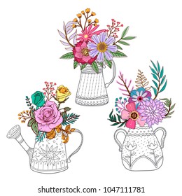 bouquet flower on the pot vector