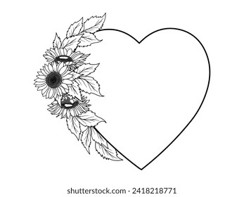 Bouquet Flower Outline Valentine Day Illustration