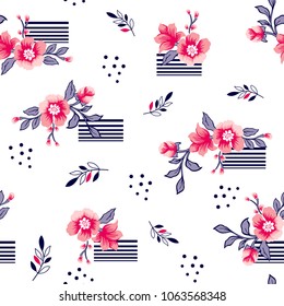 Modalidades de flores de ramo en líneas a rayas para la impresión de moda,motivos textiles